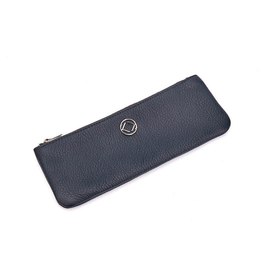 Scotty Pencil Case - Navy Leather with Silver Hardware - Limited Edition