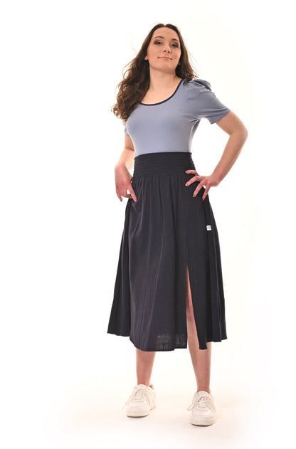 Sicily Midaxi Skirt With Split in Navy