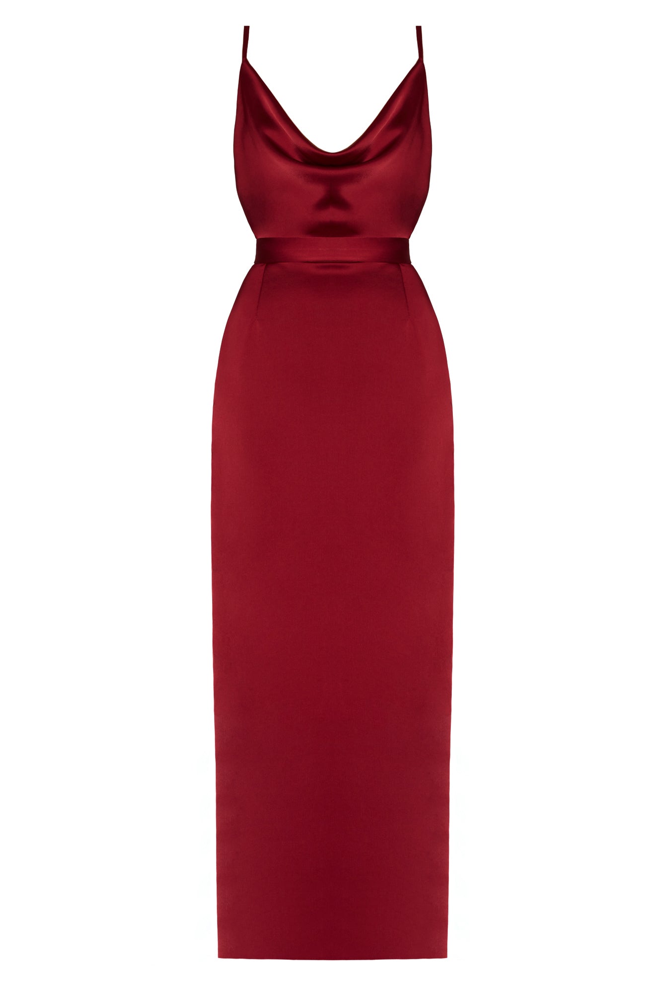 AMILA deep red maxi evening dress