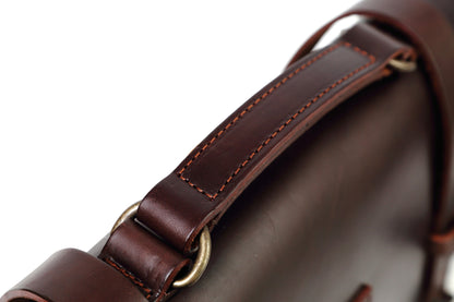 Leather Briefcase in Cuoio Dark Brown Mod 119