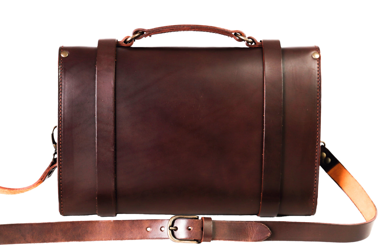 Leather Briefcase in Cuoio Dark Brown Mod 119