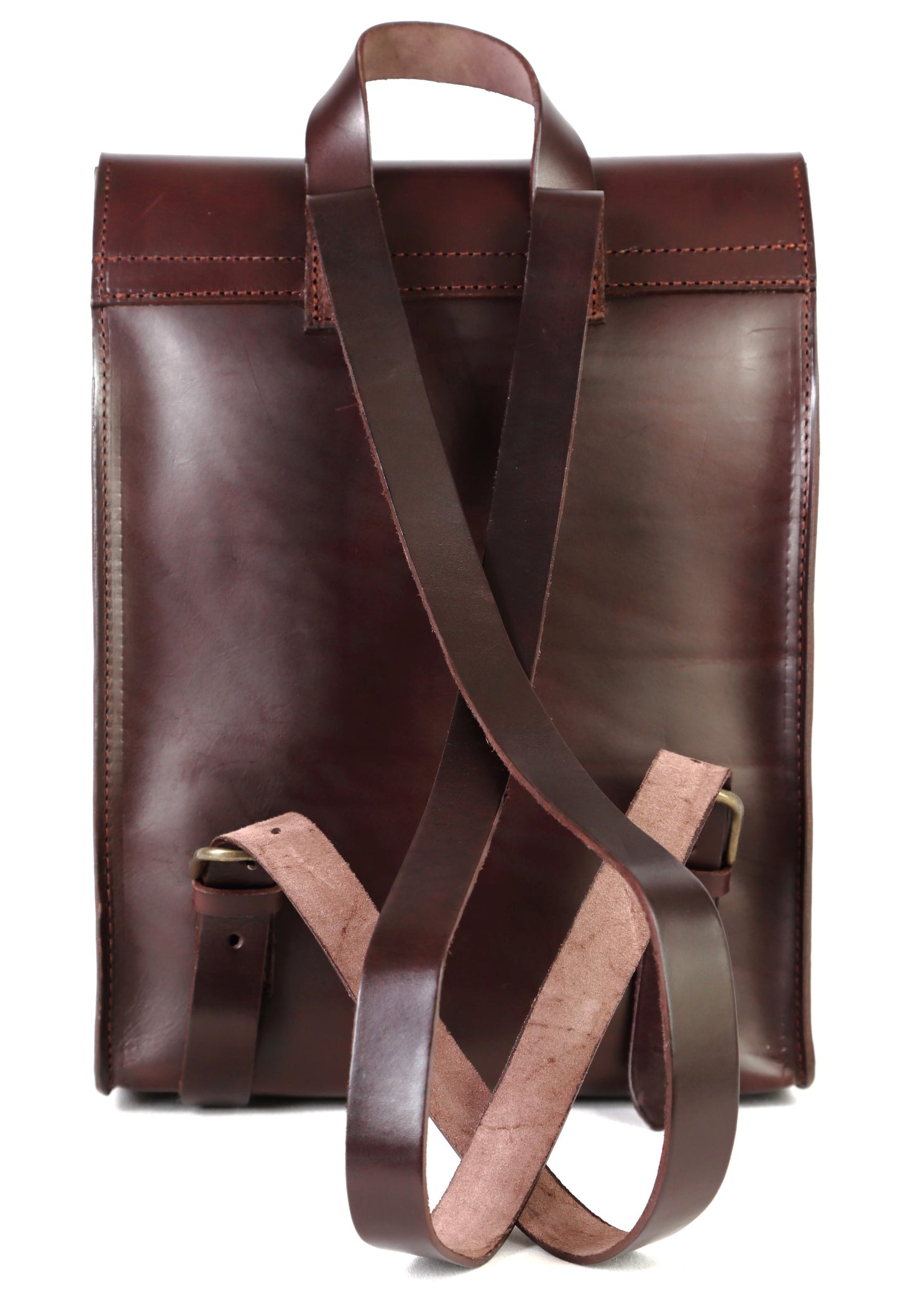 Leather Backpack in Cuoio Dark Brown Mod 120