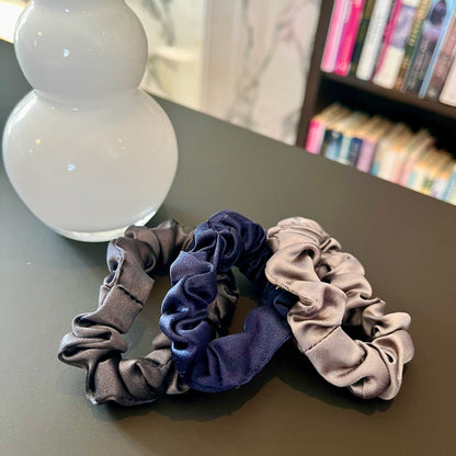 Coming Storm | Set of 3 Pure Mulberry Silk Mini Scrunchie | Weekly Special Hair Ties | 0.8 inch