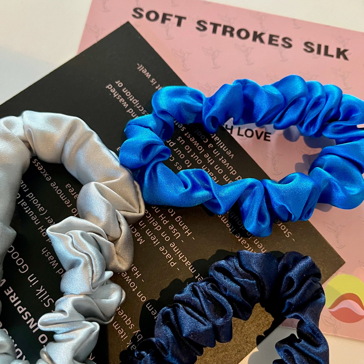 Coastal Waves | Single or Set of 3 Pure Mulberry Silk Mini Scrunchie | Weekly Special Hair Ties | 0.8 inch