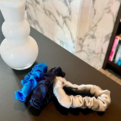 Coastal Waves | Single or Set of 3 Pure Mulberry Silk Mini Scrunchie | Weekly Special Hair Ties | 0.8 inch