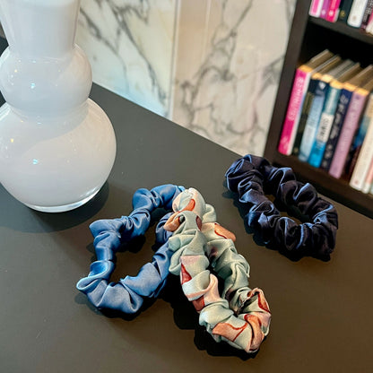 Lakeside Serenity | Single or Set of 3 Pure Mulberry Silk Mini Scrunchie | Weekly Special Hair Ties | 0.8 inch