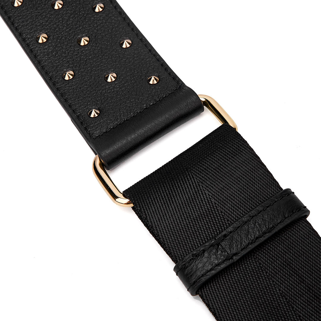 Stevie Gold Studded Black Leather Strap