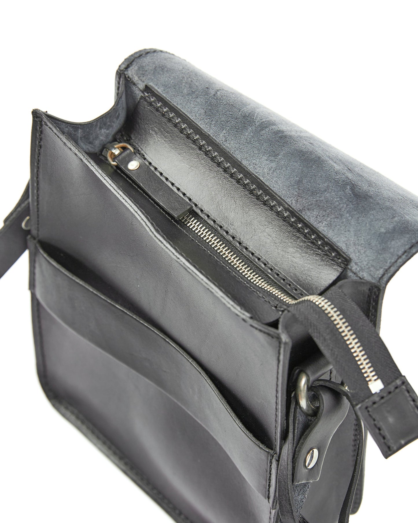 Leather Messenger Black Mod 114