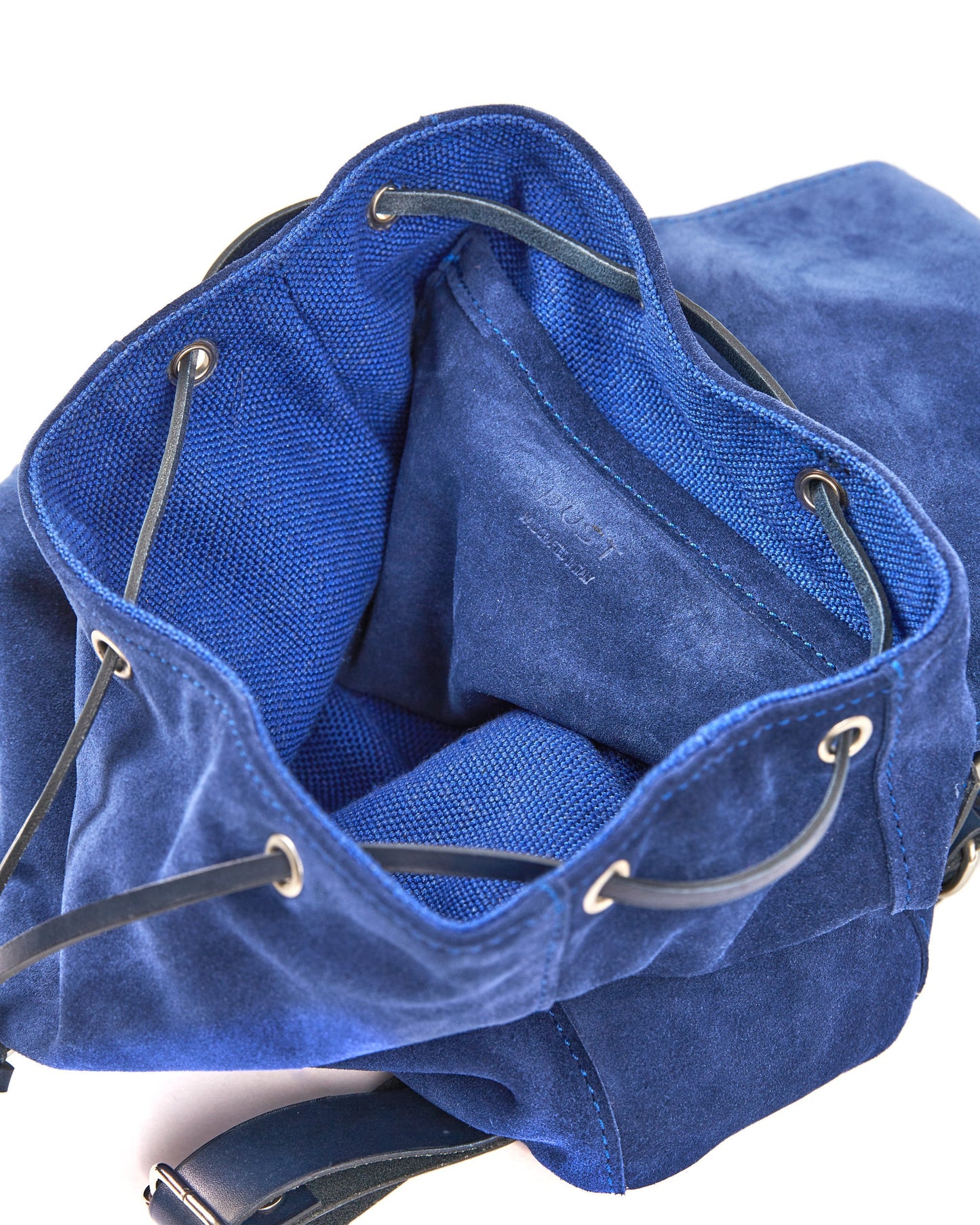 Leather Backpack in Suede Blue Venice Collection