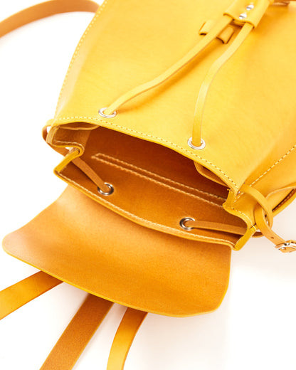 Leather Backpack in Cuoio Yellow Mod 130