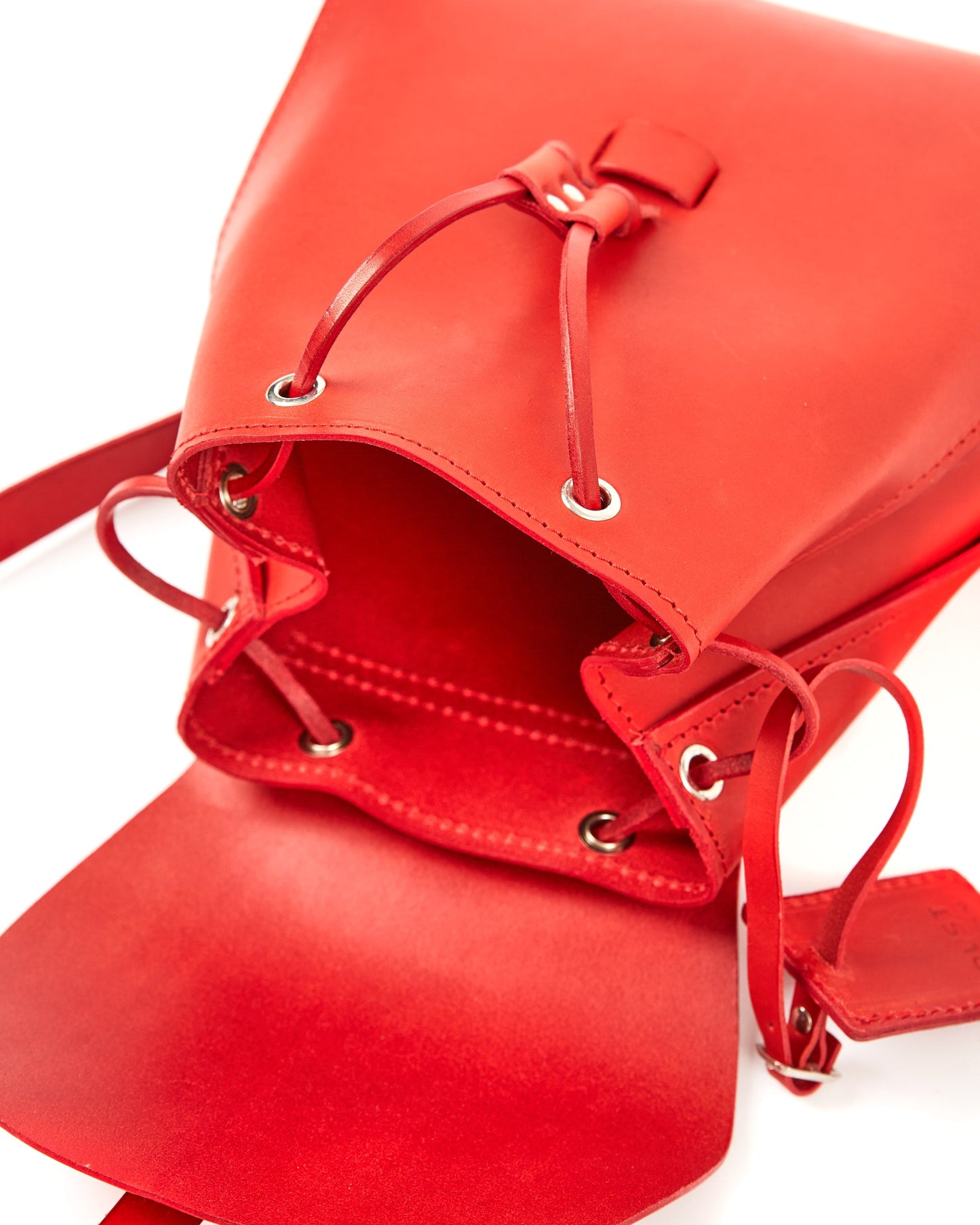 Leather Backpack in Cuoio Red Mod 130