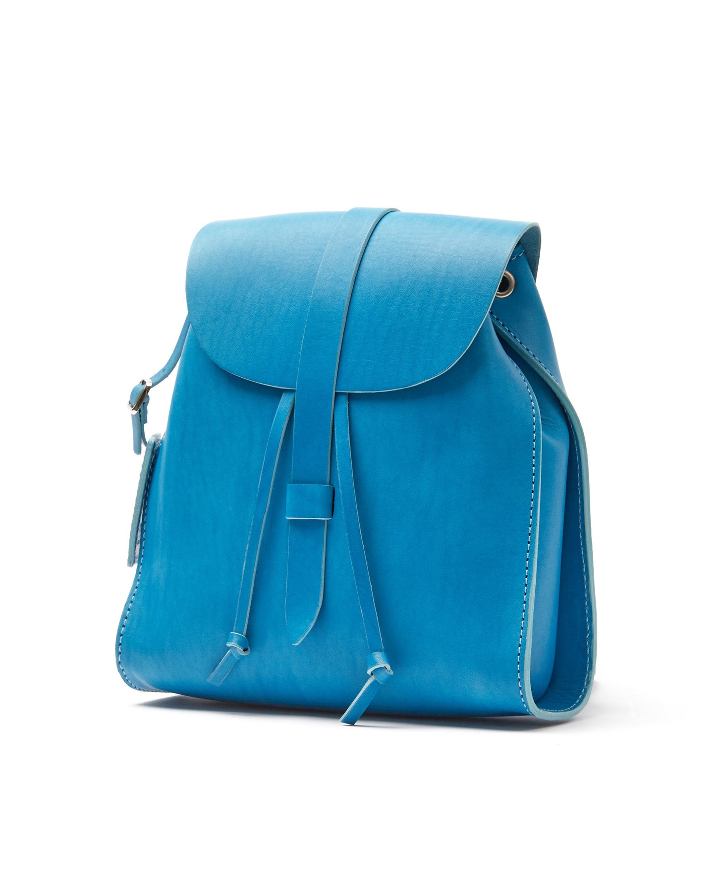 Leather Backpack in Cuoio Light Blue Mod 130