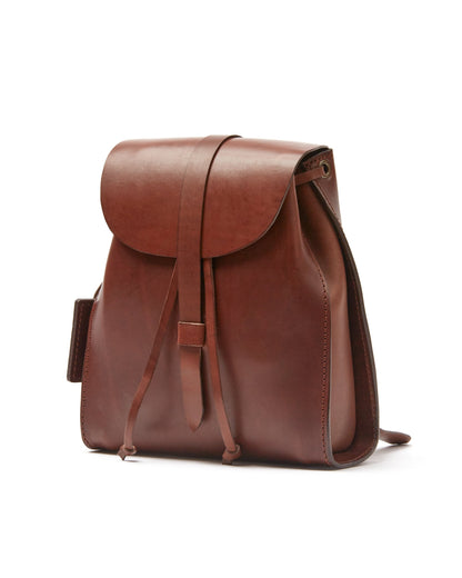 Leather Backpack in Cuoio Dark Brown Mod 130