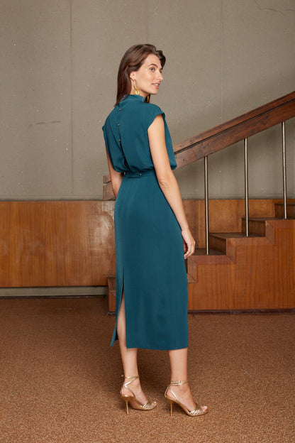 TESSA blue kimono sleeves midi dress