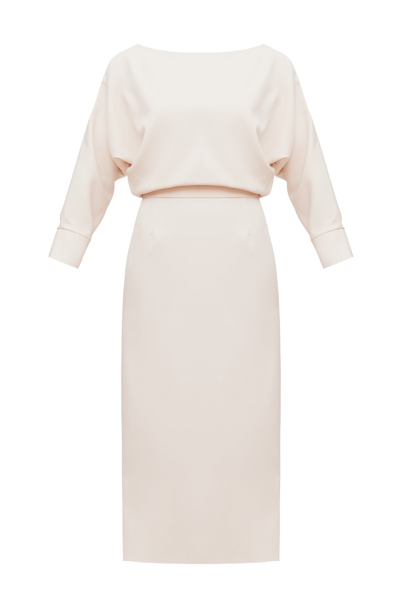 AGALIA cream off-the-shoulder midi dress