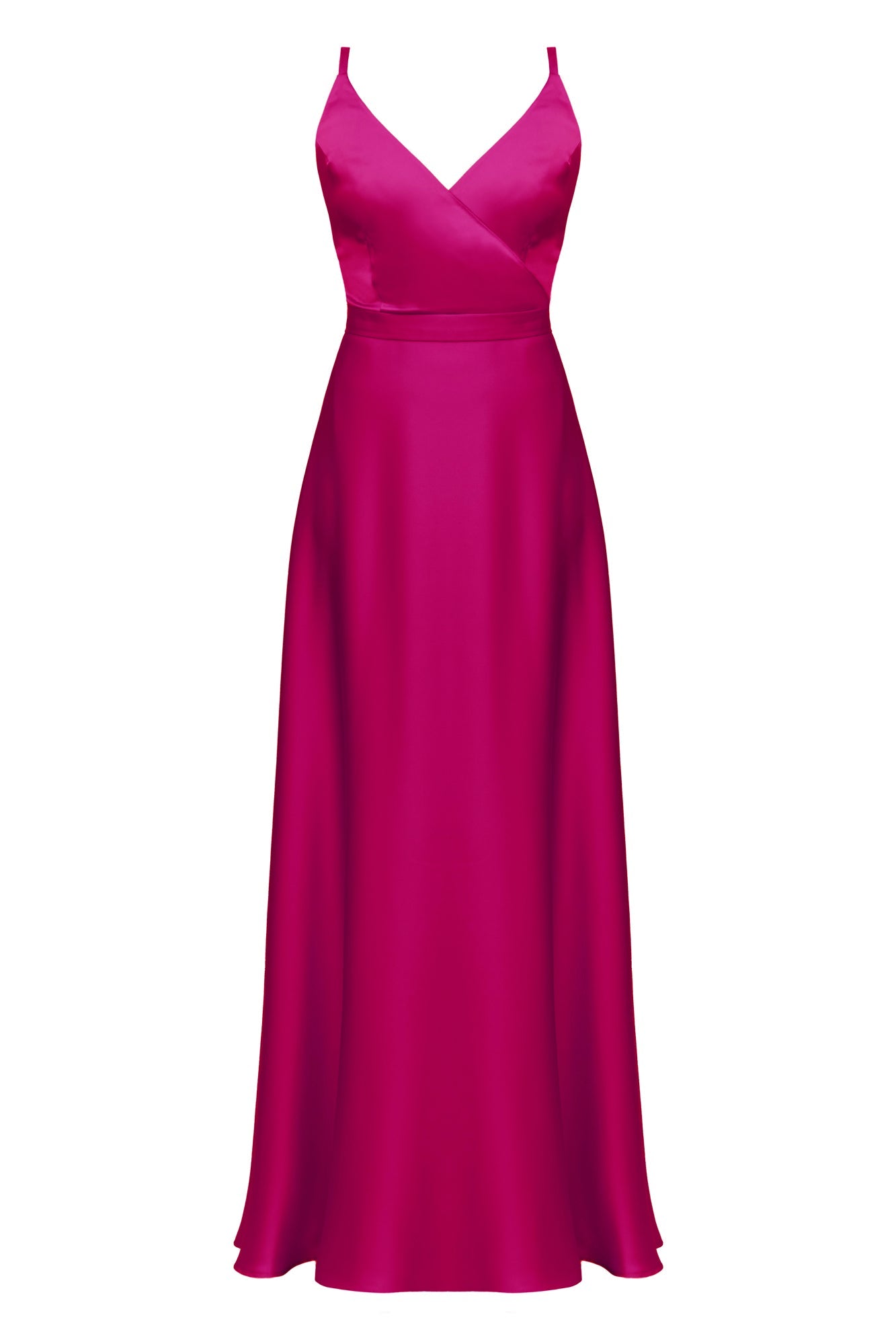 FREYA fuchsia pink satin long evening dress