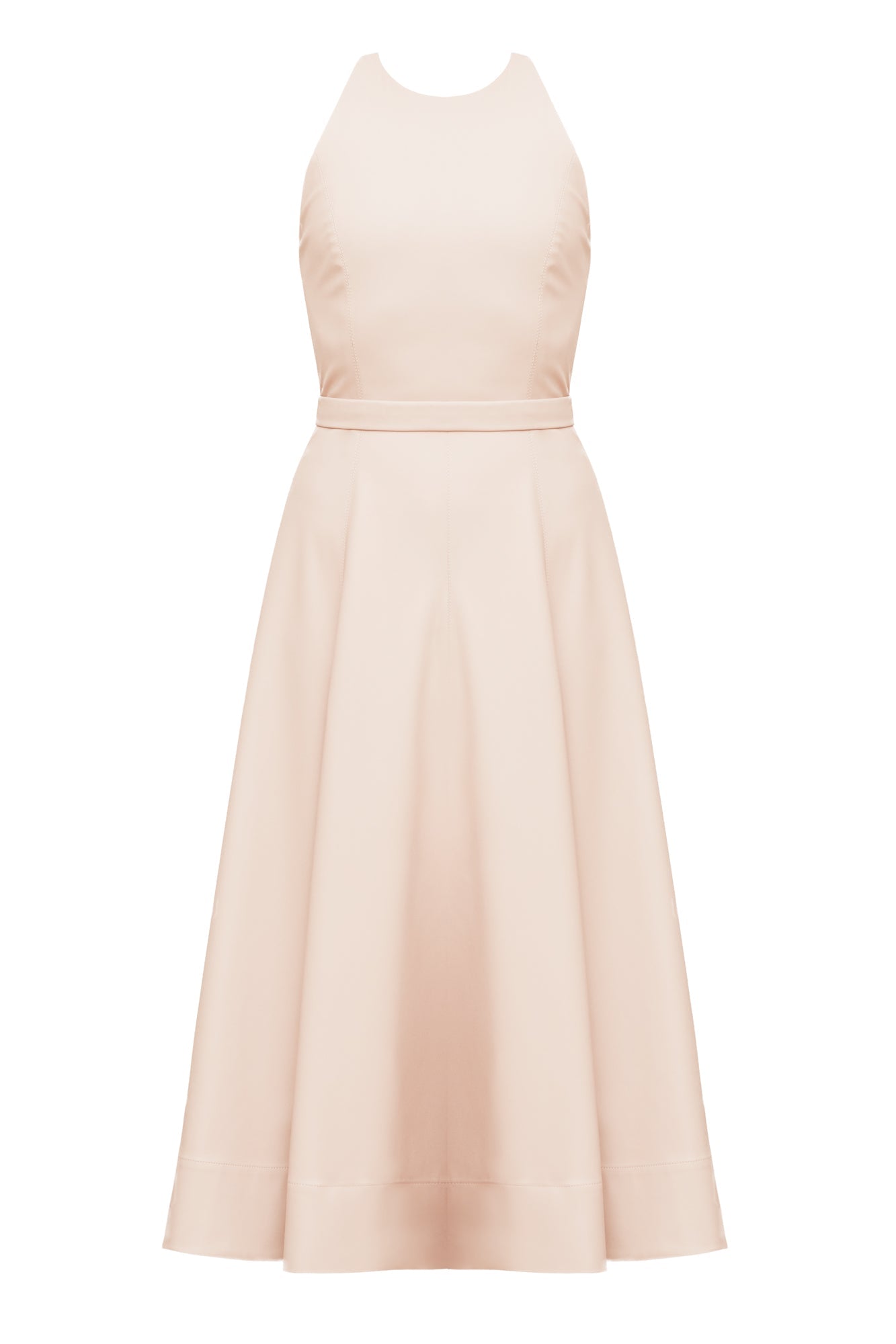 AVALON pastel pink vegan leather midi dress