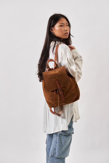 Leather Backpack in Suede Brown Venice Collection