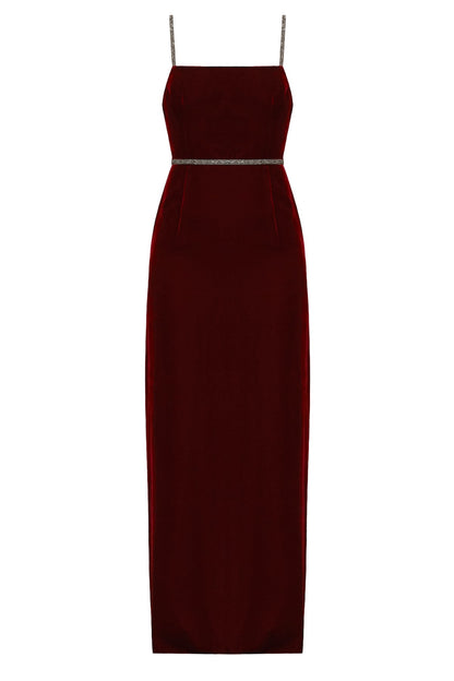 Handmade Red wine evening maxi dress ENIGMA 