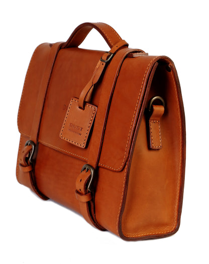 Leather Briefcase in Cuoio Brown Mod 125