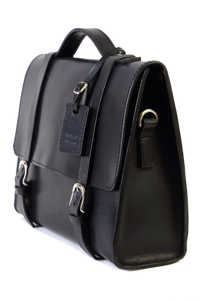 Leather Briefcase in Cuoio Black Mod 125