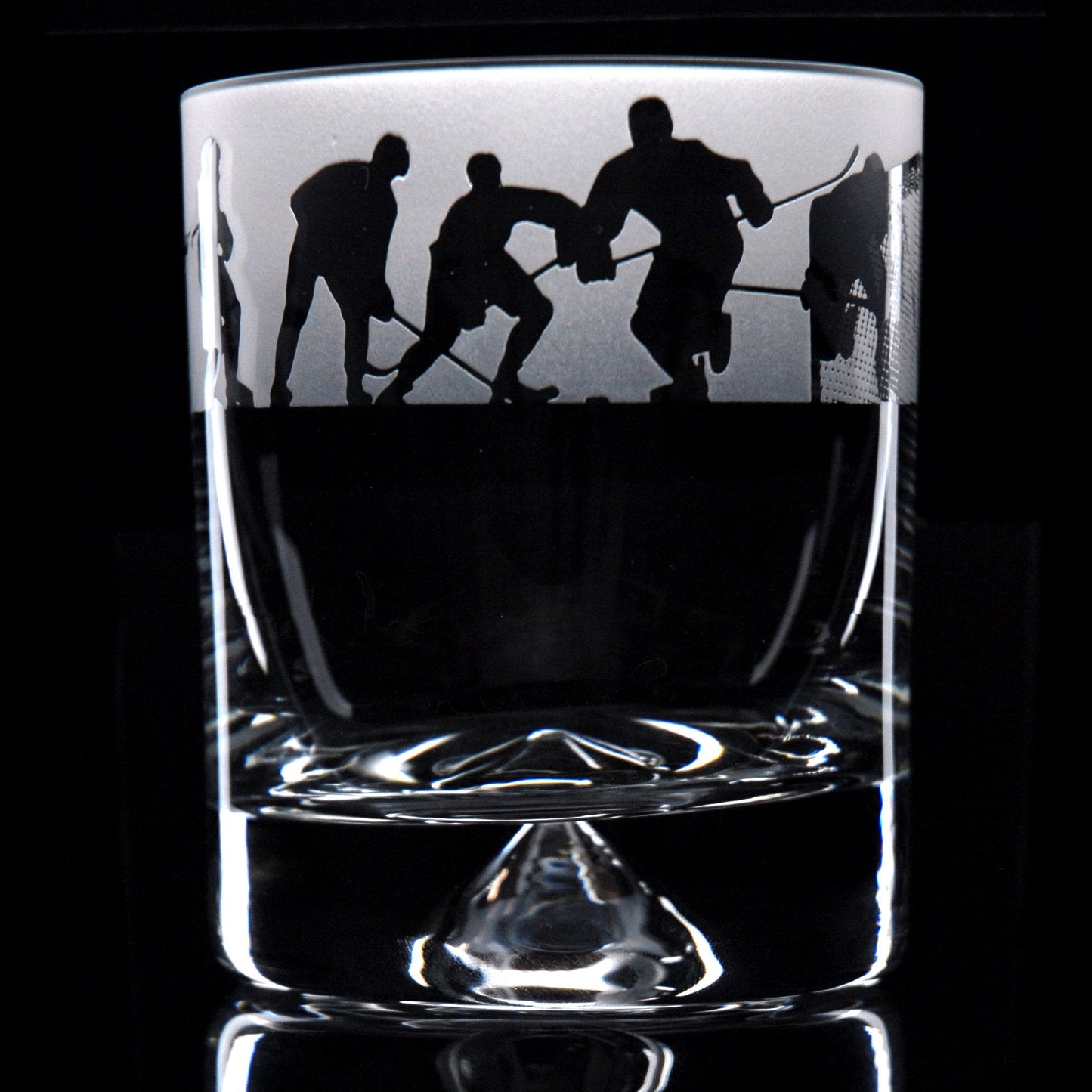 Ice Hockey Whiskey Tumbler Glass - Hand Etched/Engraved Gift