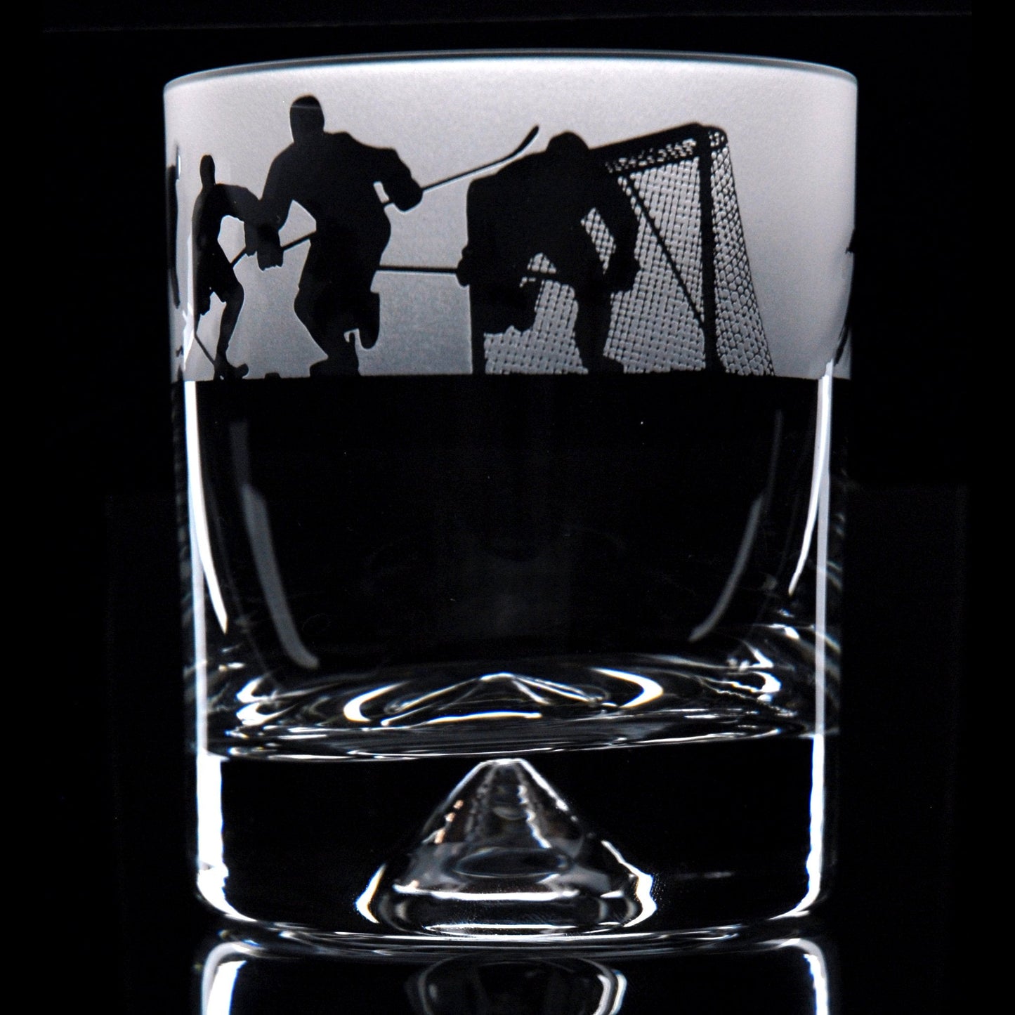 Ice Hockey Whiskey Tumbler Glass - Hand Etched/Engraved Gift