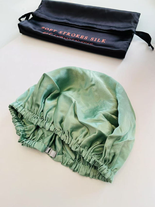 Sample Pure Silk Hair Bonnet Jade Green | Double Layer with Adjustable Elastic | 100% Silk 22 Momme