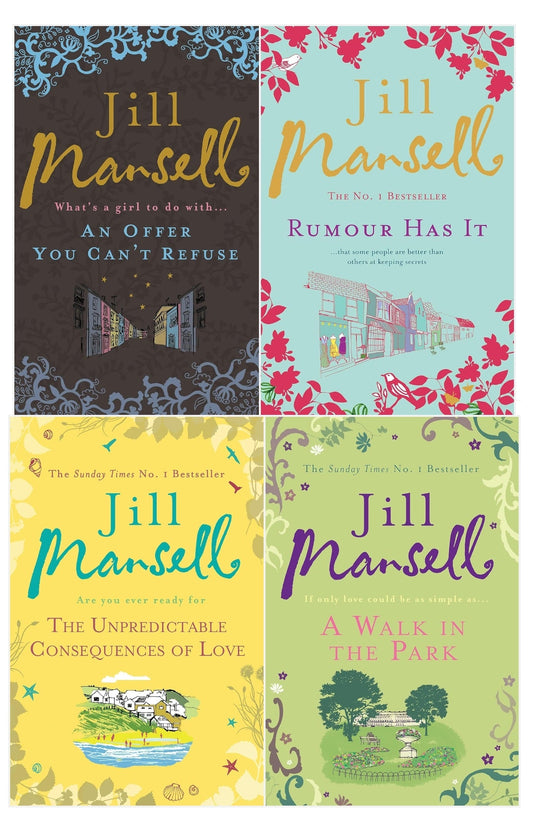 Jill Mansell 4 Books Collection Set (An Offer You Can't Refuse, A Walk In The Park, The Unpredictable Consequences of Love, Rumour Has It)