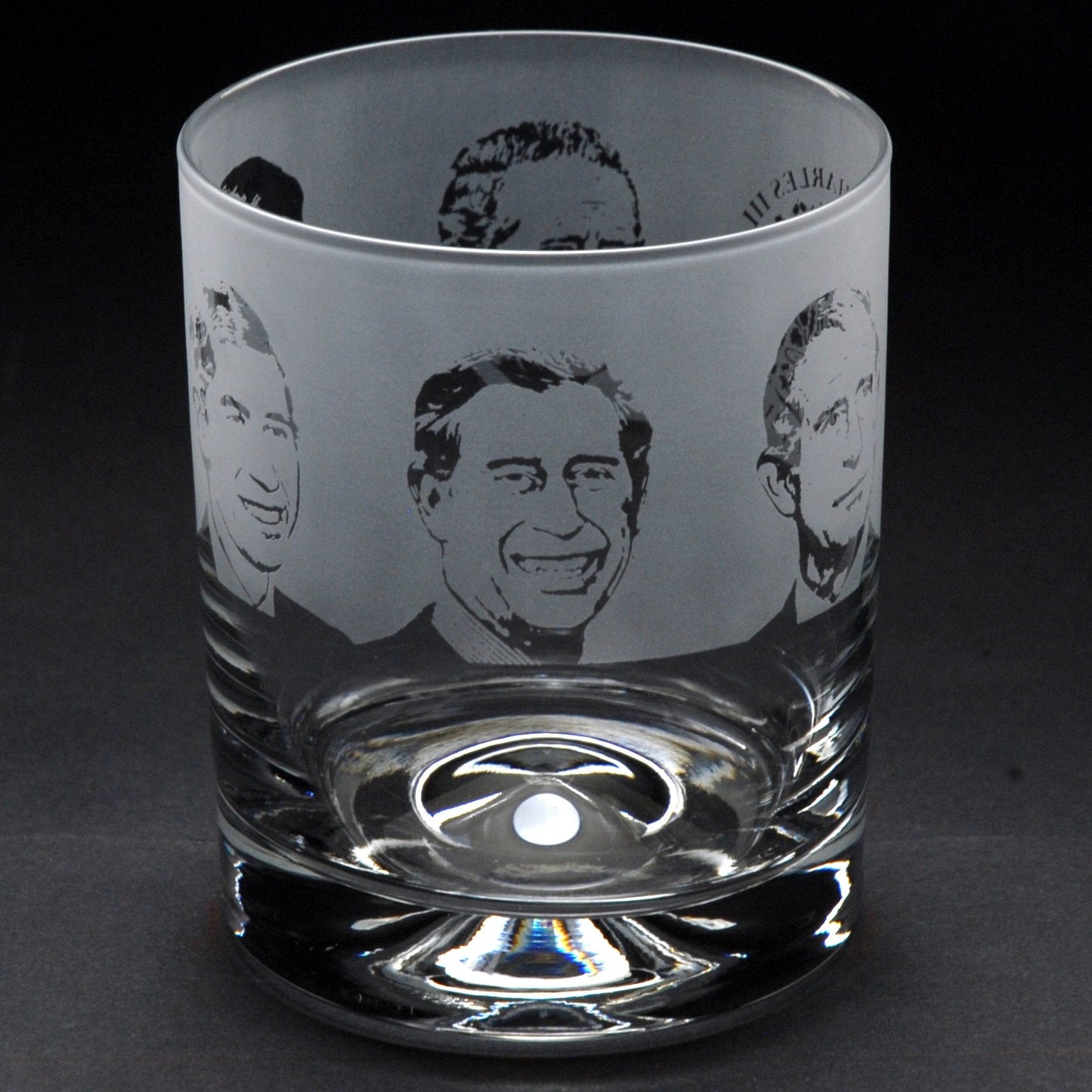 King Charles III Coronation Whiskey Tumbler Glass - Hand Etched/Engraved Gift