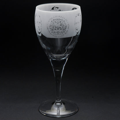 King Charles III Coronation Crystal Wine Glass - Hand Etched/Engraved Gift