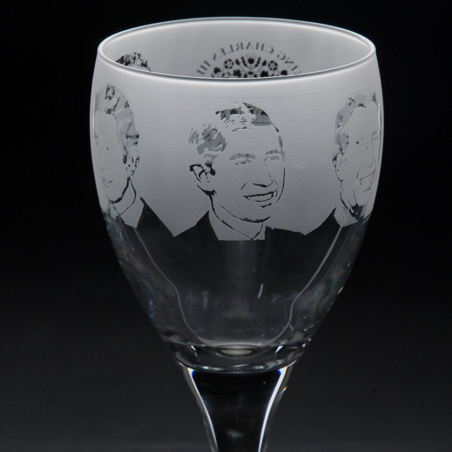 King Charles III Coronation Crystal Wine Glass - Hand Etched/Engraved Gift