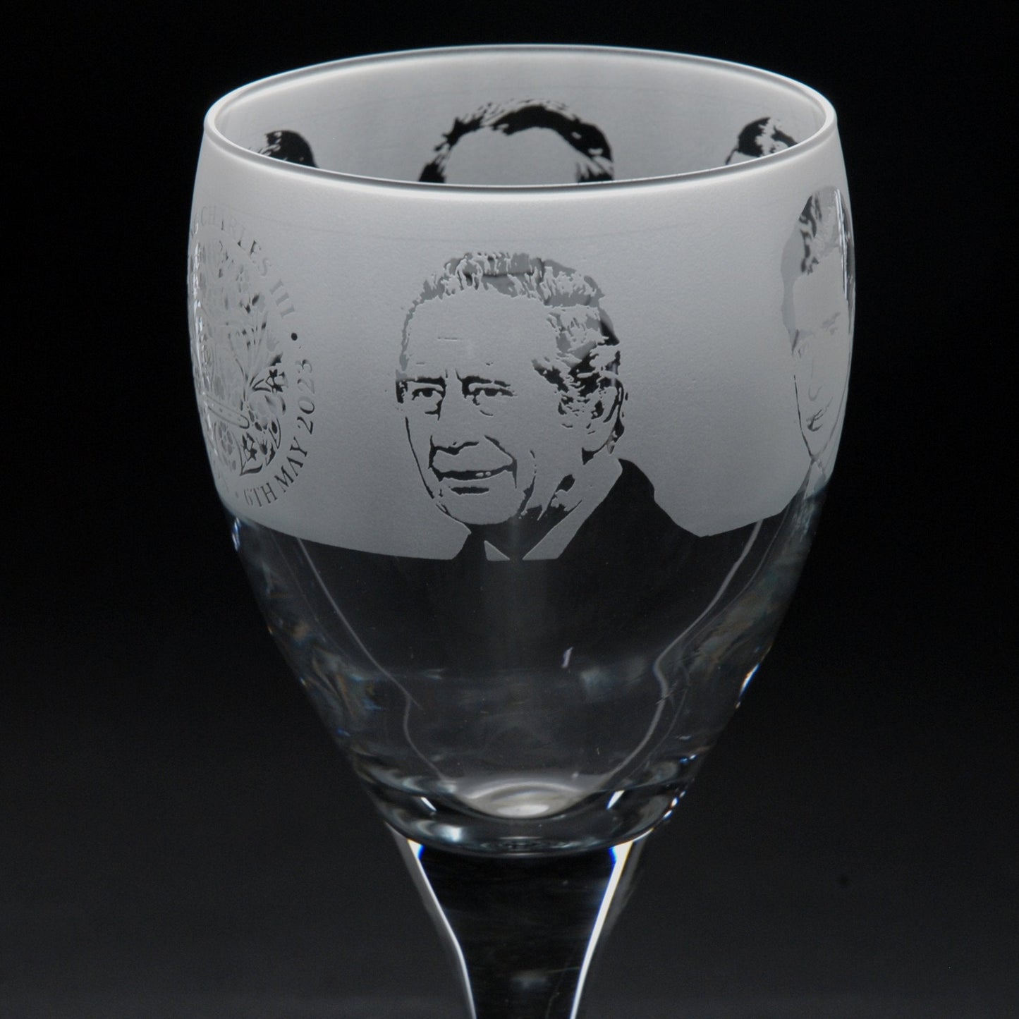 King Charles III Coronation Crystal Wine Glass - Hand Etched/Engraved Gift