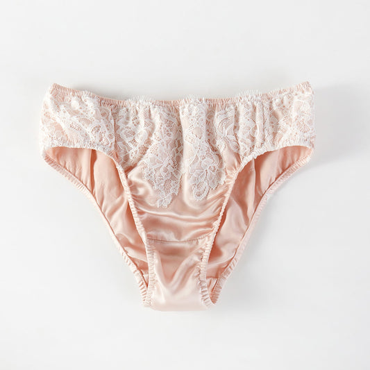 Sample Pure Silk and Lace Bikini Size Small | Pastel Pink | Mulberry Silk Pantie