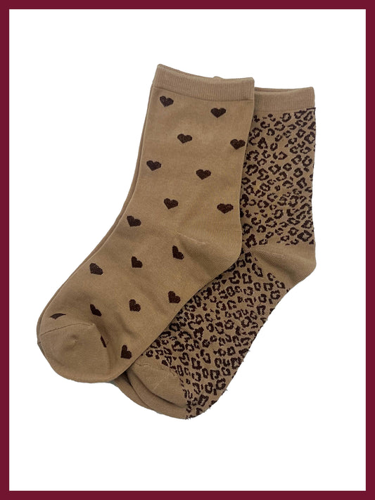 Love Leo Sock Set-Camel Mix