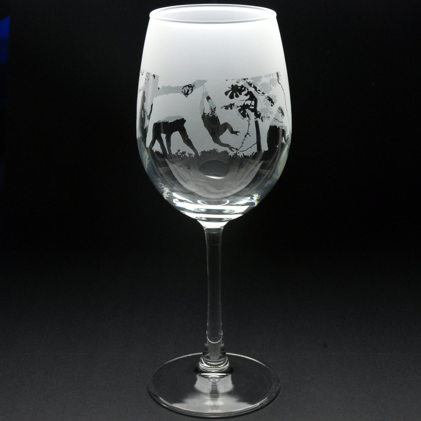 Monkey Crystal Wine Glass - Hand Etched/Engraved Gift