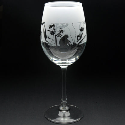 Monkey Crystal Wine Glass - Hand Etched/Engraved Gift