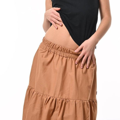 Mylar Puffball Midi Skirt In Biscuit