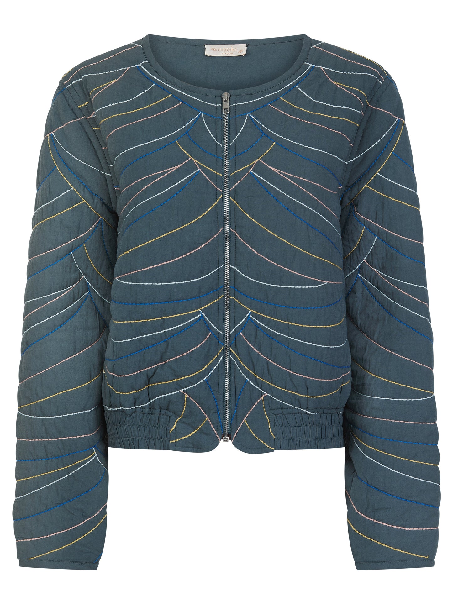 Amber Quilted Bomber - Teal Blue