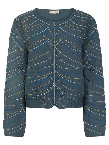 Amber Quilted Bomber - Teal Blue