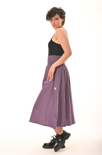 Orchid Midi Skirt With Pockets In Pale Grape