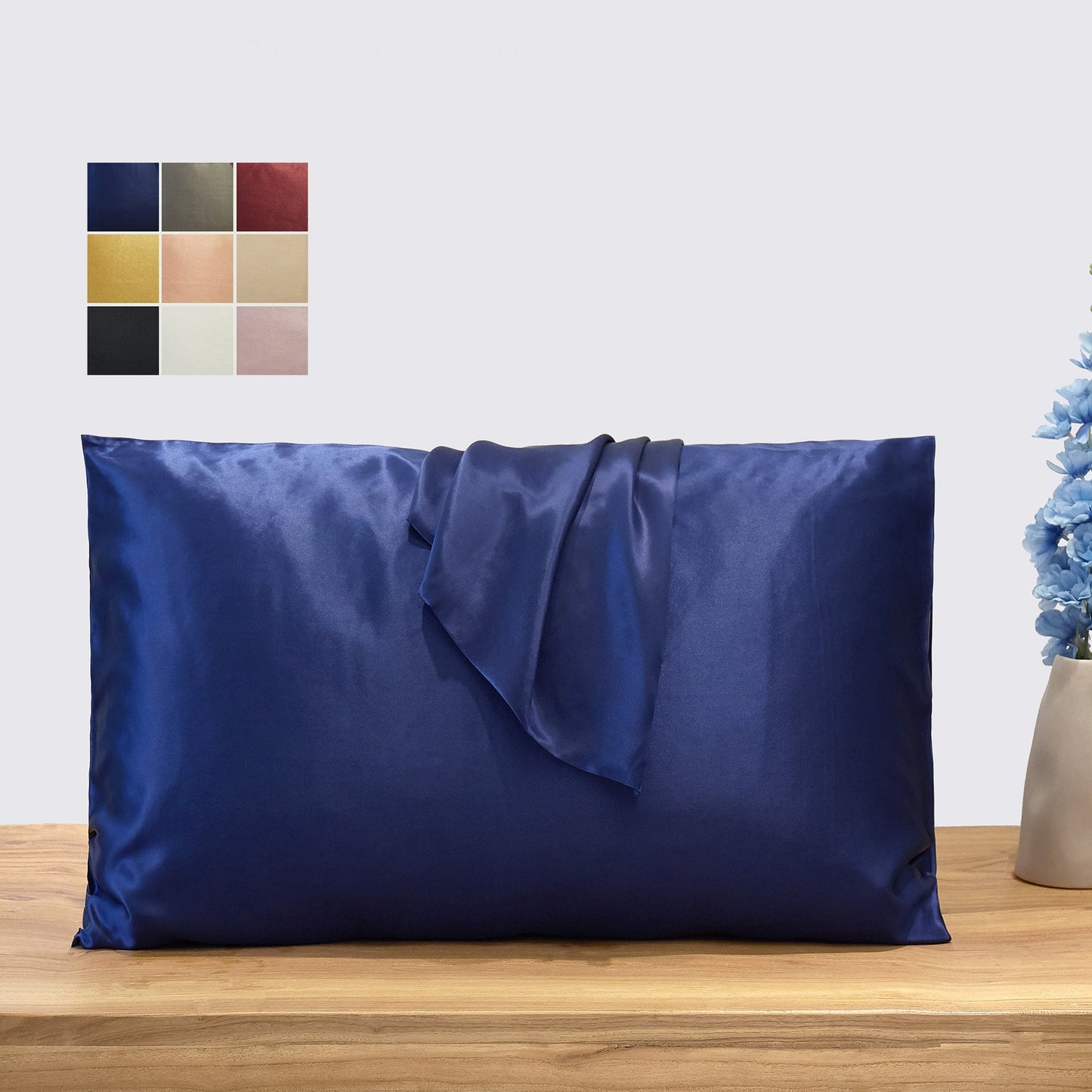 Navy Pure Mulberry Silk Pillowcase | Standard, Queen & King | 22 Momme | Float Collection