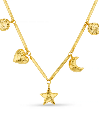 Orelia Bar Link & Molten Charm Necklace