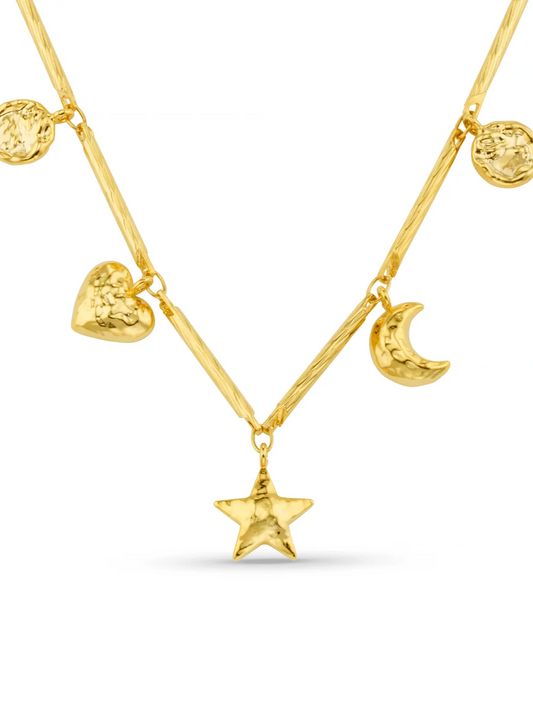 Orelia Bar Link & Molten Charm Necklace