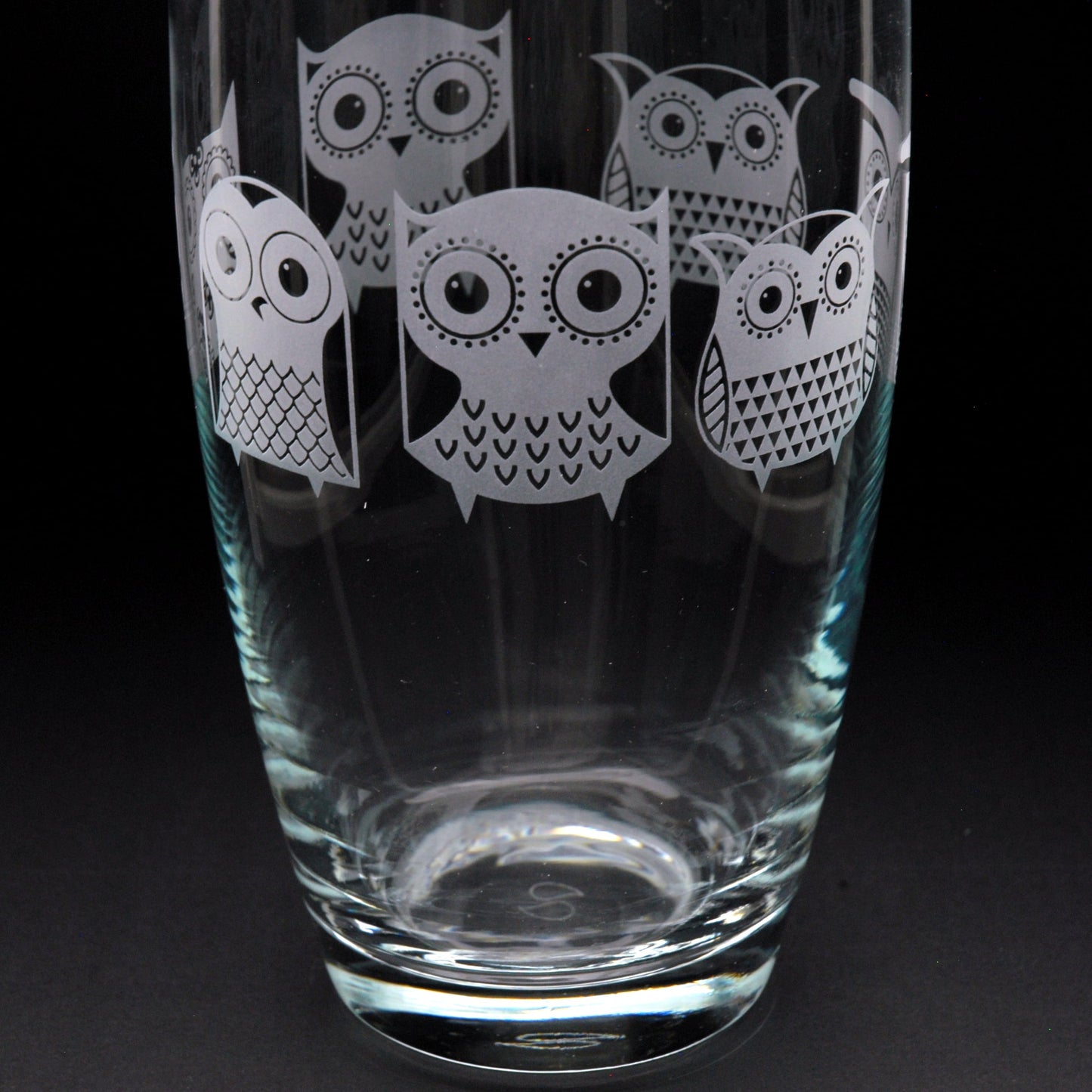 Cartoon Owl Glass Botanica Vase - Hand Etched/Engraved Gift