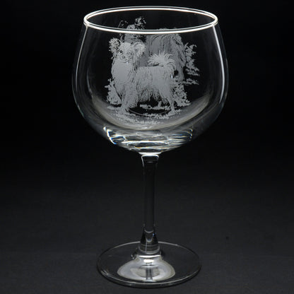 Papillon Dog Gin Cocktail Glass - Hand Etched/Engraved Gift