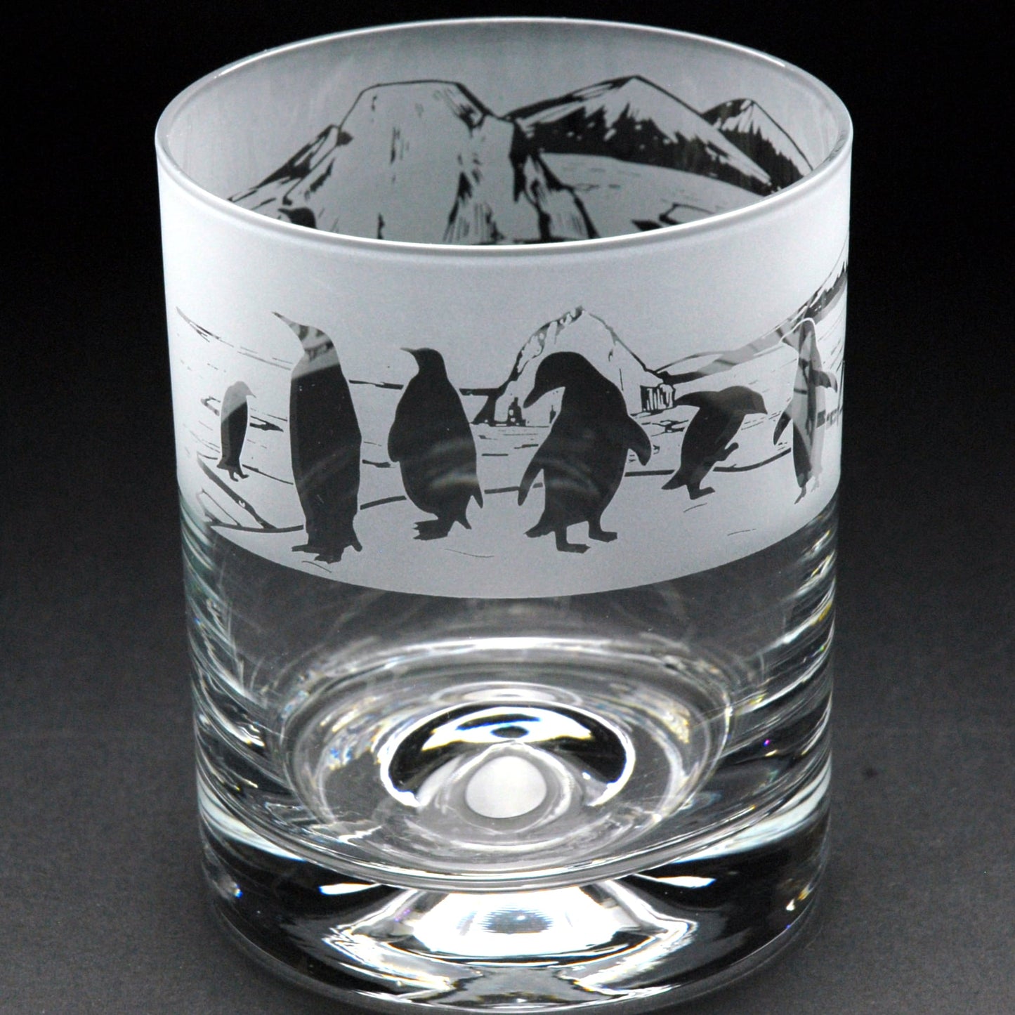 Penguin Whiskey Tumbler Glass - Hand Etched/Engraved Gift