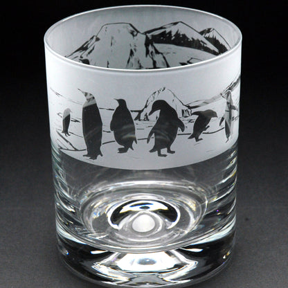 Penguin Whiskey Tumbler Glass - Hand Etched/Engraved Gift