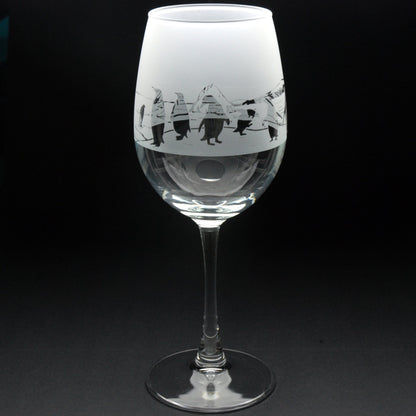 Penguin Crystal Wine Glass - Hand Etched/Engraved Gift