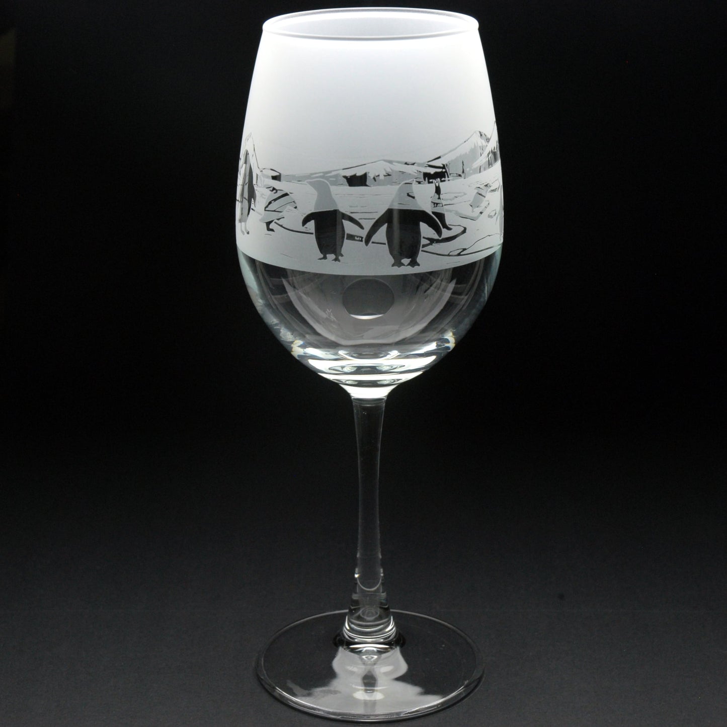 Penguin Crystal Wine Glass - Hand Etched/Engraved Gift